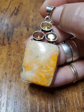 Silver Pendant with Natural Stone and Citrine
